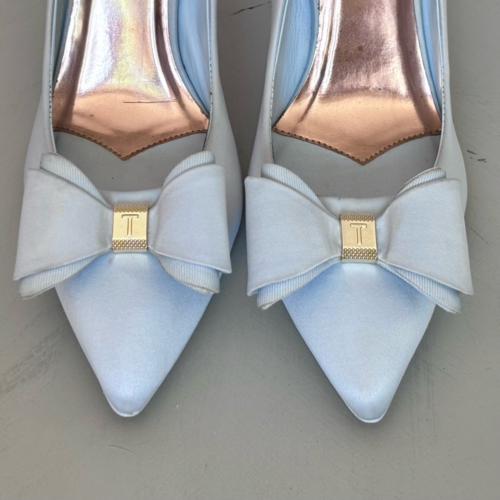 TED BAKER London Azeline Bow Court Shoes Rose Gold Closed Toe Stiletto Heels - Picture 9 of 15